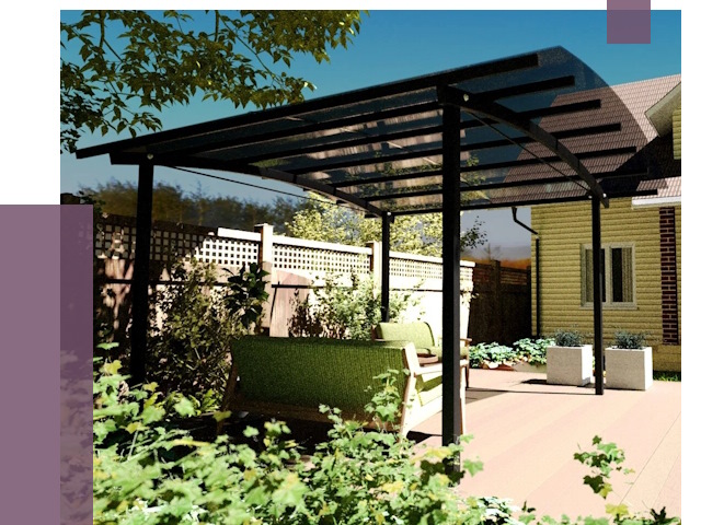 Навесы для террасы в Советской Гавани от 13246 руб. под ключ | ПРОЛЁТ-Свс