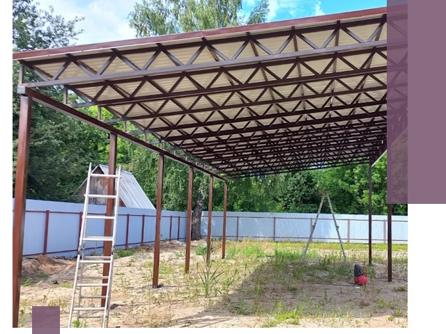 Односкатные навесы под ключ в Советской Гавани — изготовление и монтаж