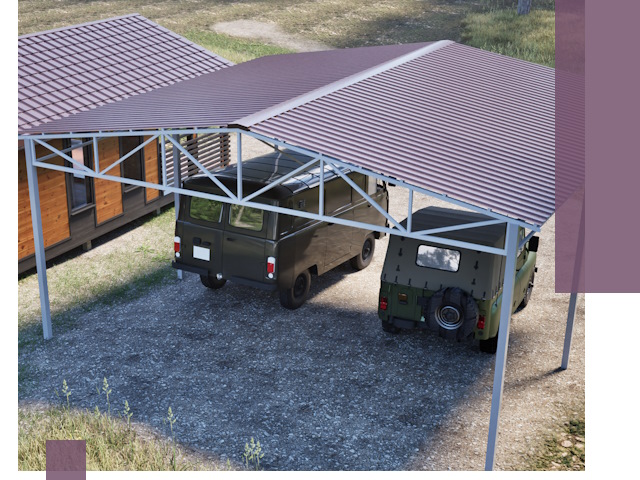 Двускатные навесы под ключ в Советской Гавани — изготовление и монтаж